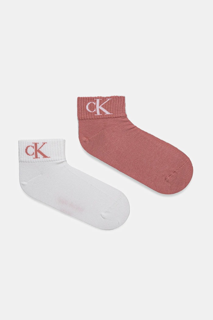 Calvin Klein Jeans skarpety damskie z bawełną 2-pack skarpetki krótkie różowy 701228813.NOS