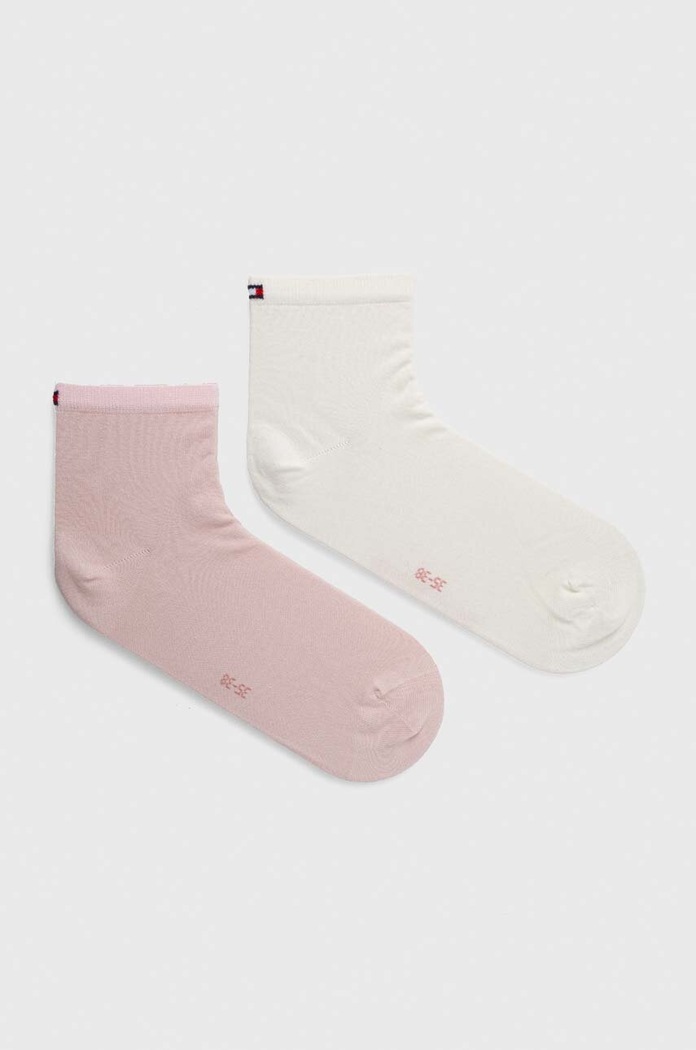Tommy Hilfiger skarpety damskie z bawełną 2-pack skarpetki krótkie różowy 373001001