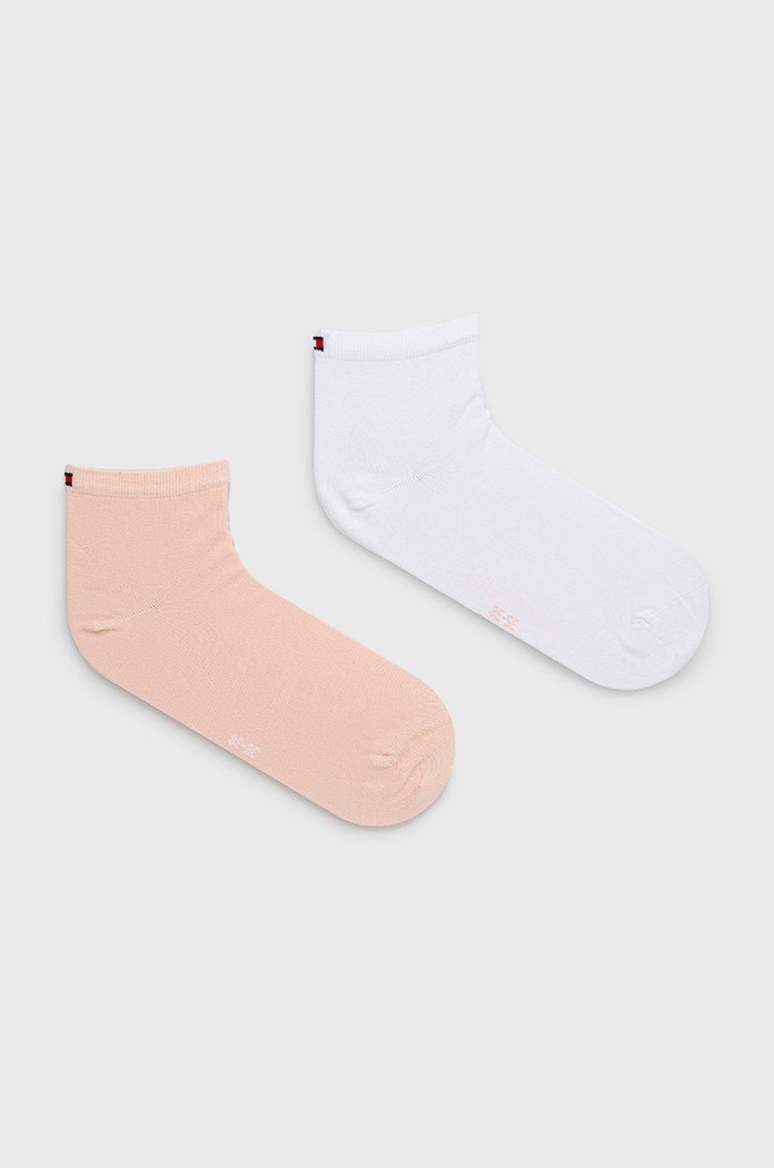 Tommy Hilfiger skarpety damskie z bawełną 2-pack skarpetki krótkie różowy 373001001