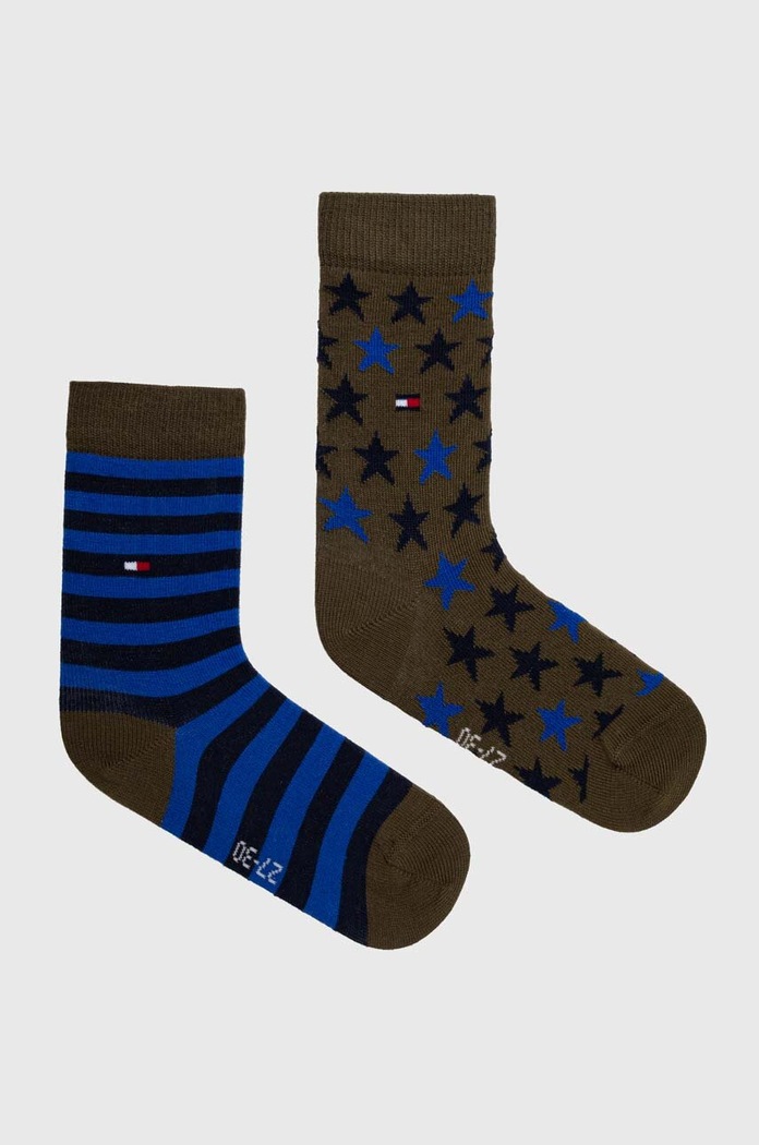 Detské ponožky Tommy Hilfiger 2-pak dlhé ponožky zelená 100000816