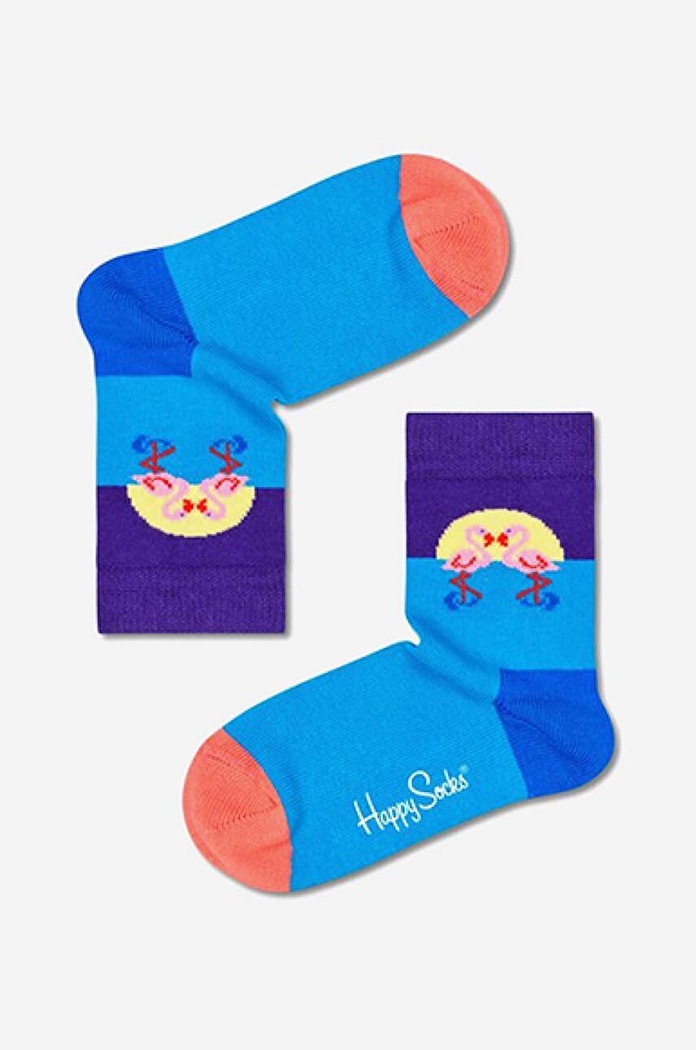 Happy Socks skarpetki dziecięce Flamingo Friends skarpetki długie niebieski KFLM01.6000