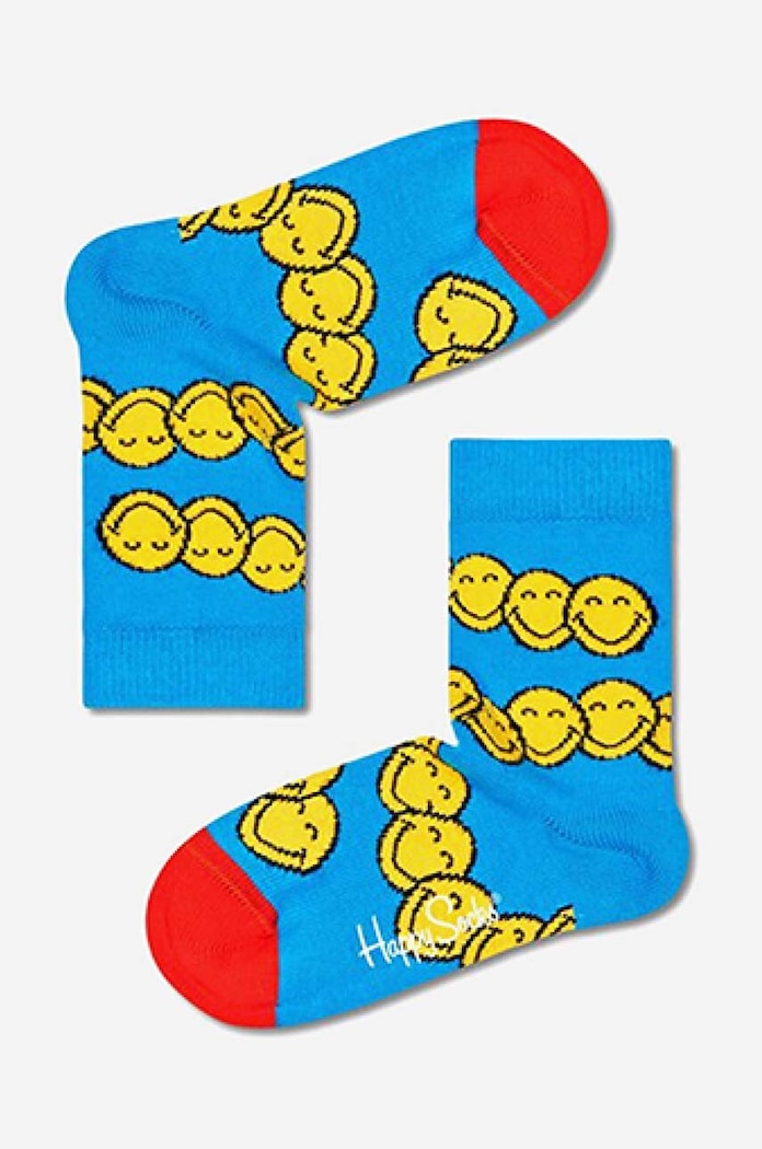 Happy Socks skarpetki dziecięce Zen SmileyWorld skarpetki długie niebieski KSMY01.6000