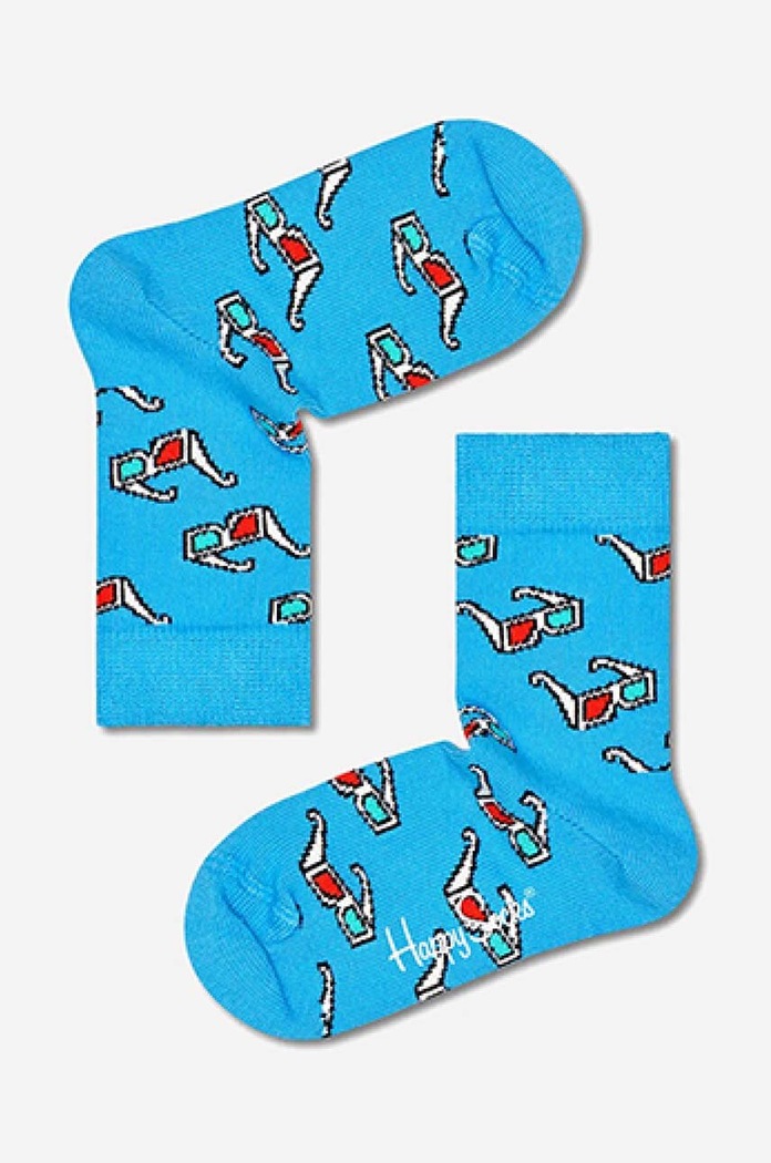 Happy Socks skarpetki dziecięce 3D Glasses skarpetki długie niebieski KGLS01.6000
