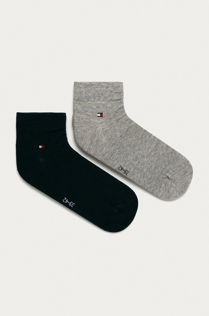 Tommy Hilfiger ponožky pánske s bavlnou 2-pak melanž sivá 342025001