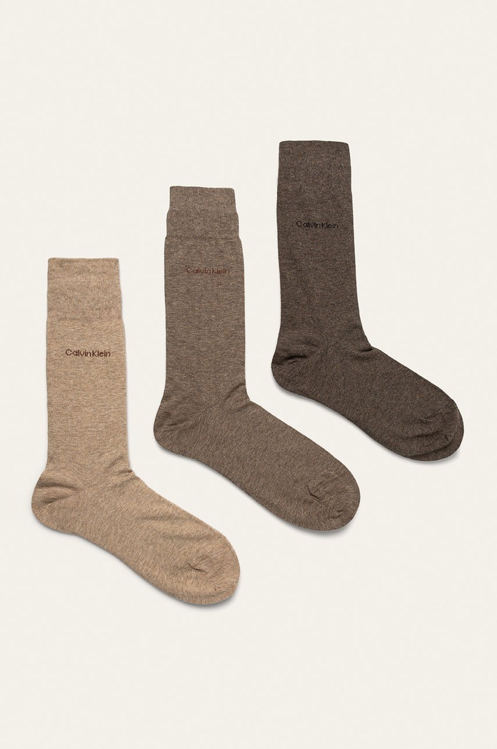 Calvin Klein - Ponožky (3-pack) dlouhé ponožky hnědá 100001752.NOS