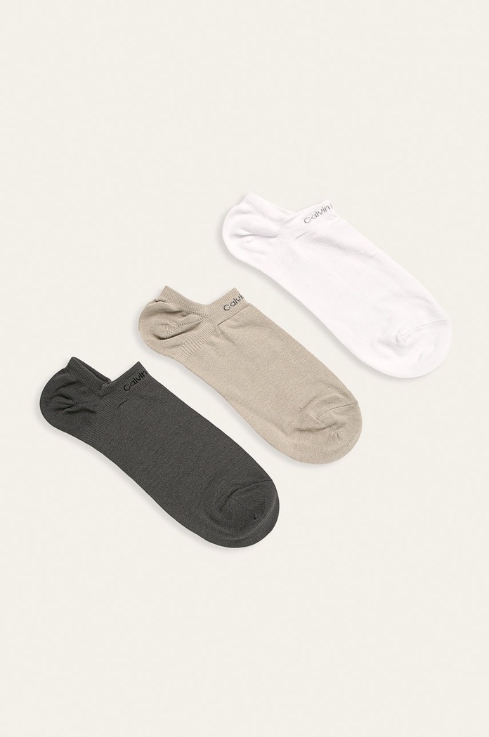 Calvin Klein - Stopki (3-pack) skarpetki krótkie beżowy 100001922.NOS