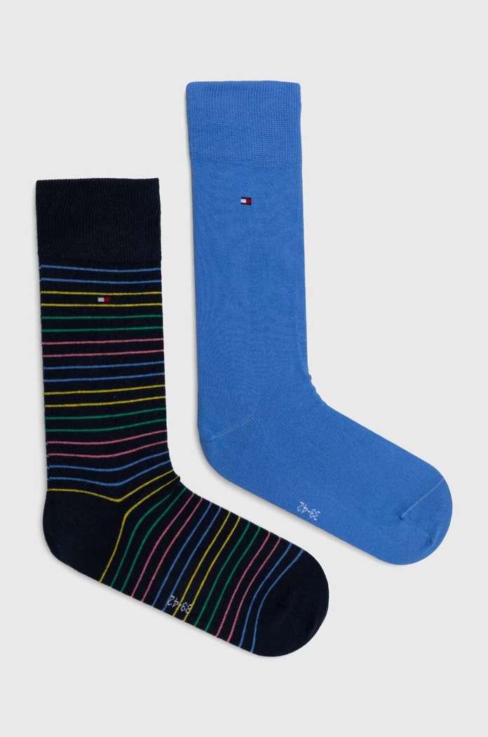 Tommy Hilfiger ponožky pánske s bavlnou 2-pak dlhé ponožky modrá 100001496.NOS