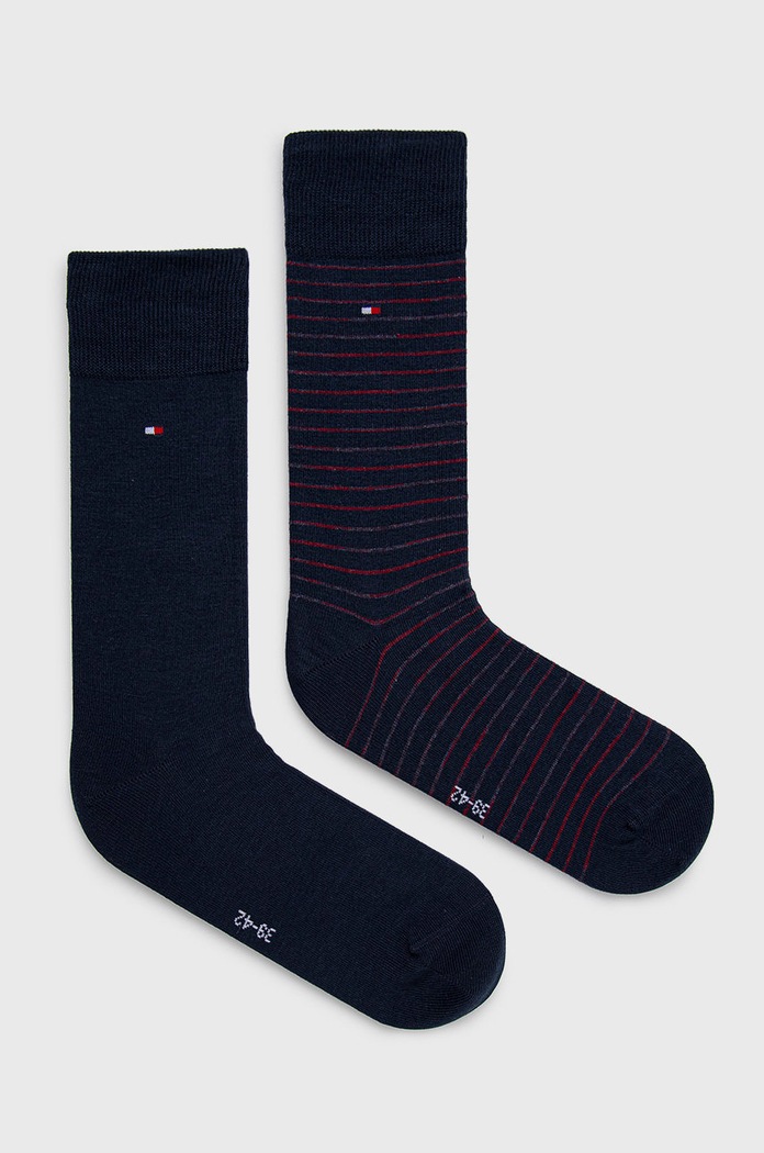 Tommy Hilfiger ponožky pánské s bavlnou 2-pack dlouhé ponožky námořnická modř 100001496.NOS