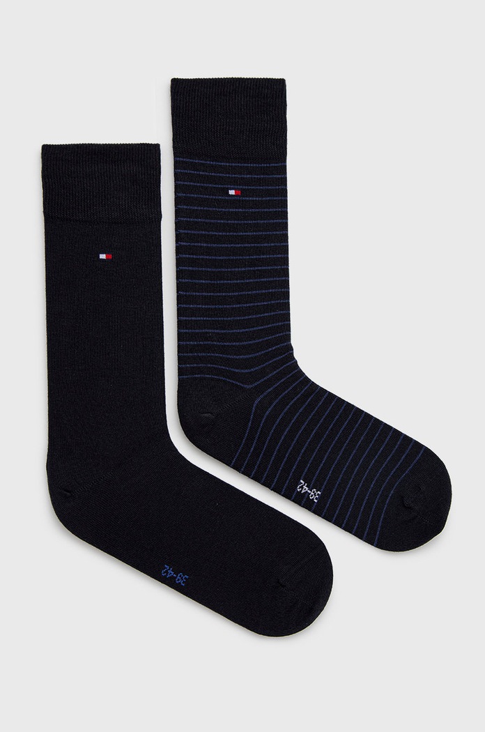 Tommy Hilfiger ponožky pánské s bavlnou 2-pack dlouhé ponožky námořnická modř 100001496.NOS