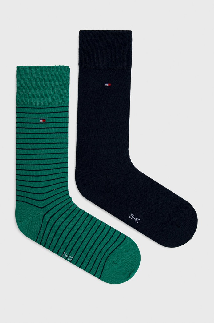 Tommy Hilfiger ponožky pánské s bavlnou 2-pack dlouhé ponožky zelená 100001496.NOS