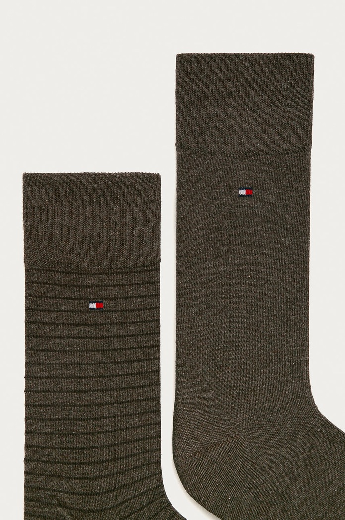Oblačila Tommy Hilfiger nogavice moške z bombažem paket 2 kosov 100001496.NOS rjava