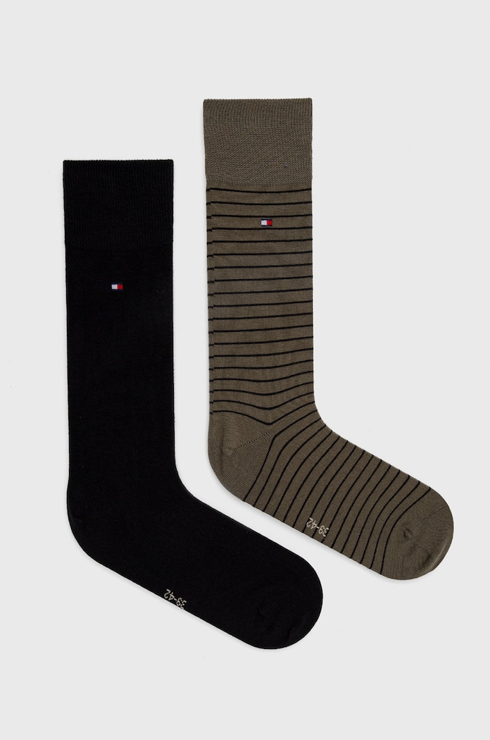 Tommy Hilfiger nogavice moške z bombažem paket 2 kosov Visoke nogavice zelena 100001496.NOS