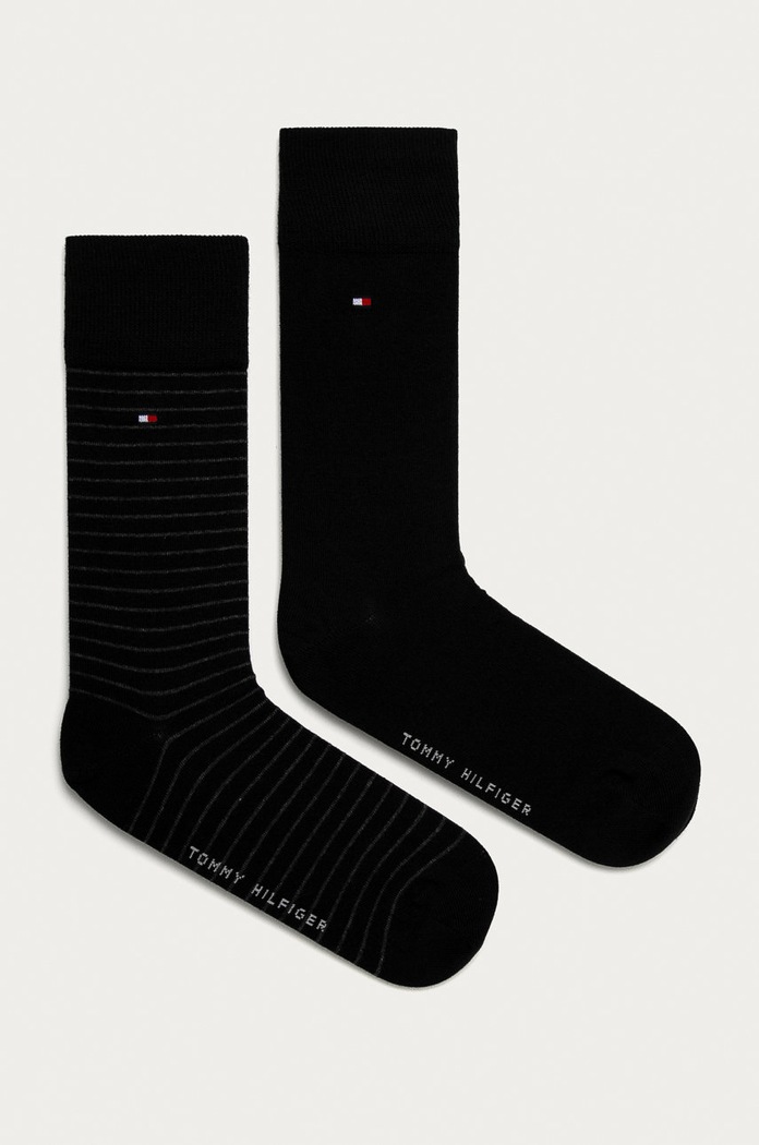 Tommy Hilfiger nogavice moške z bombažem paket 2 kosov Visoke nogavice črna 100001496.NOS