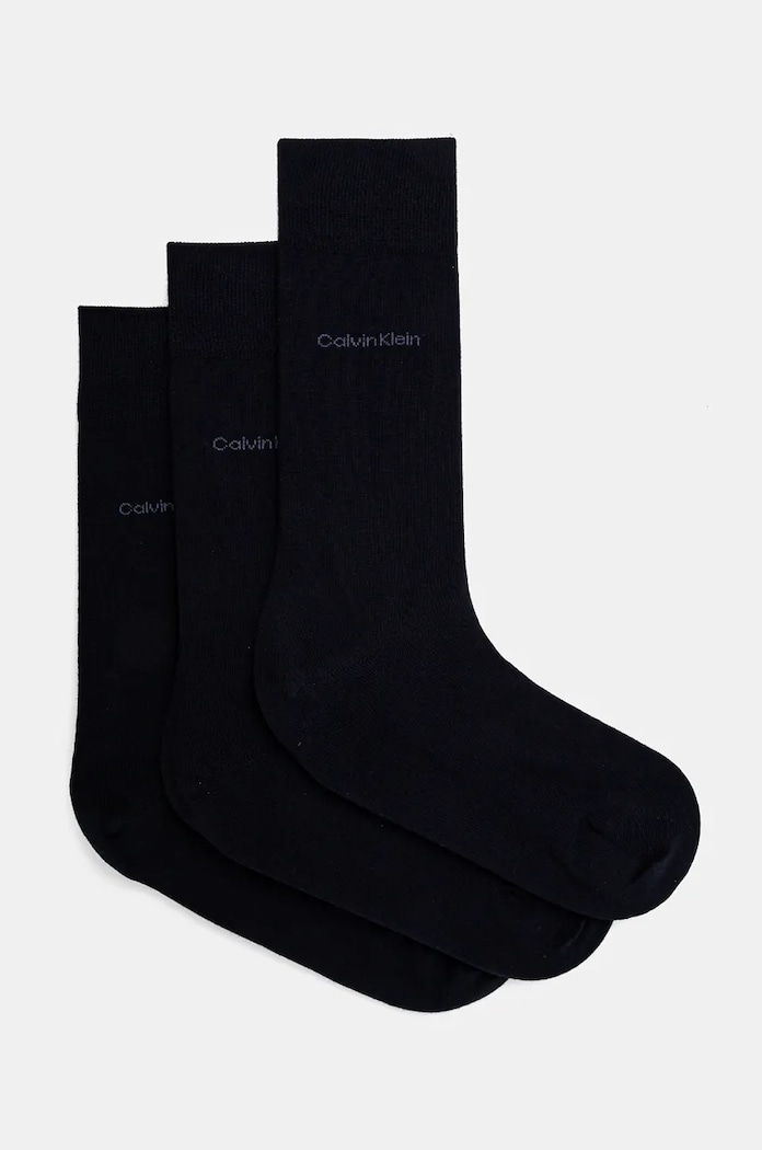 Ponožky Calvin Klein 3-pack dlouhé ponožky námořnická modř 701226014.NOS