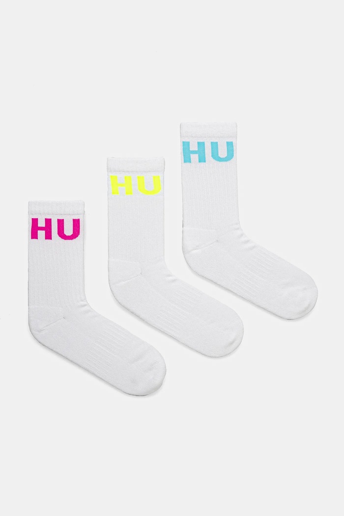 HUGO Șosete pentru bărbați cu bumbac 3P QS ICONIC CC pachet de 3 alb 50531517