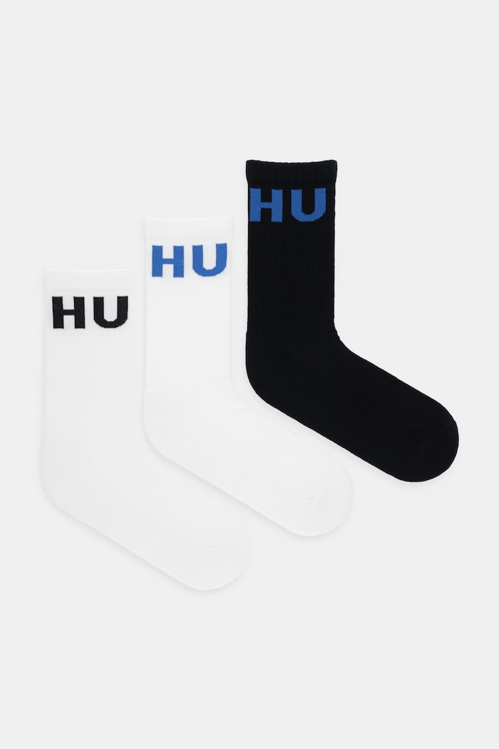 HUGO nogavice moške z bombažem 3P QS ICONIC CC paket 3 kosov bela 50531517
