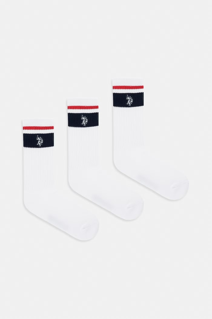 Ponožky U.S. Polo Assn. BRAND STRIPE SPORTS 3-pak dlhé ponožky biela MUP3452