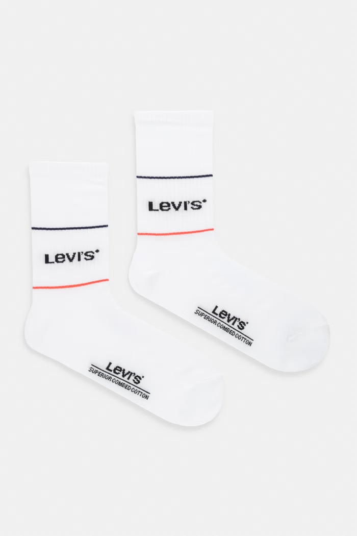 Levi's κάλτσες με βαμβάκι 2-pack απλικέ λευκό 37157.0668