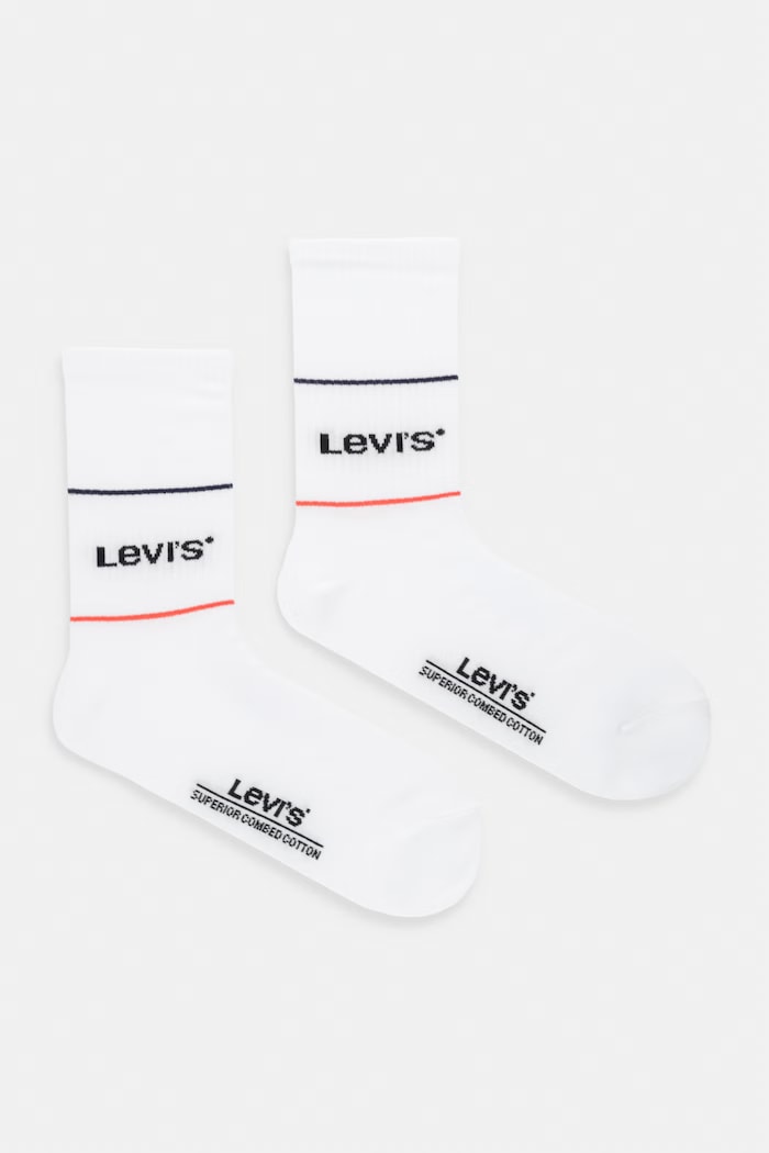 Levi's κάλτσες με βαμβάκι 2-pack απλικέ λευκό 37157.0668