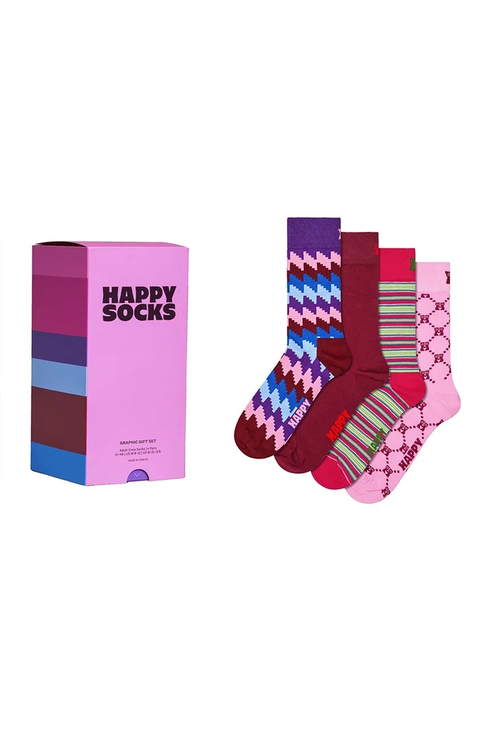 Happy Socks Skarpety z bawełną 4-pack różowy P006095