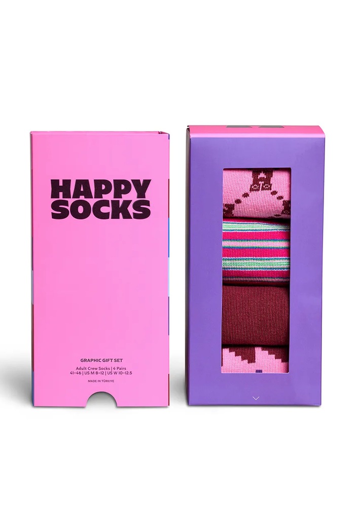 Happy Socks Skarpety z bawełną 4-pack P006095 różowy AA00