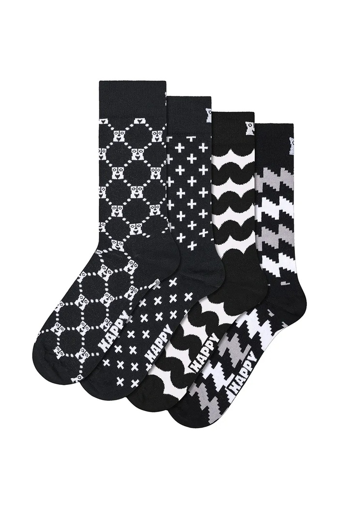 Happy Socks Skarpety z bawełną 4-pack P006097 czarny AA00