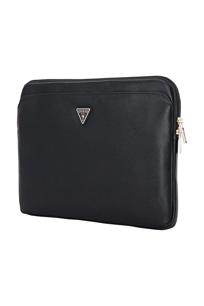 Калъф за лаптоп Guess Sleeve 14" Grained Zipper Pocket Triangle Logo GUCS14ZPGTSPSK черен AA00