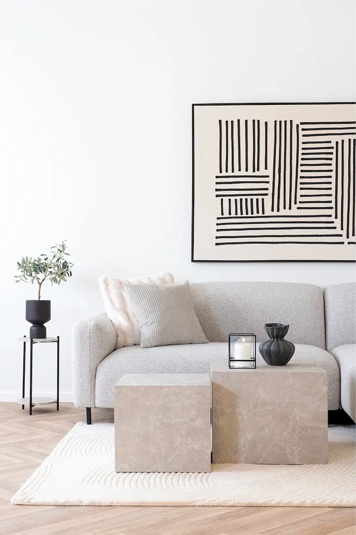 Salon i sypialnia House Nordic stolik Leuven 27 x 46 cm 2102072 szary