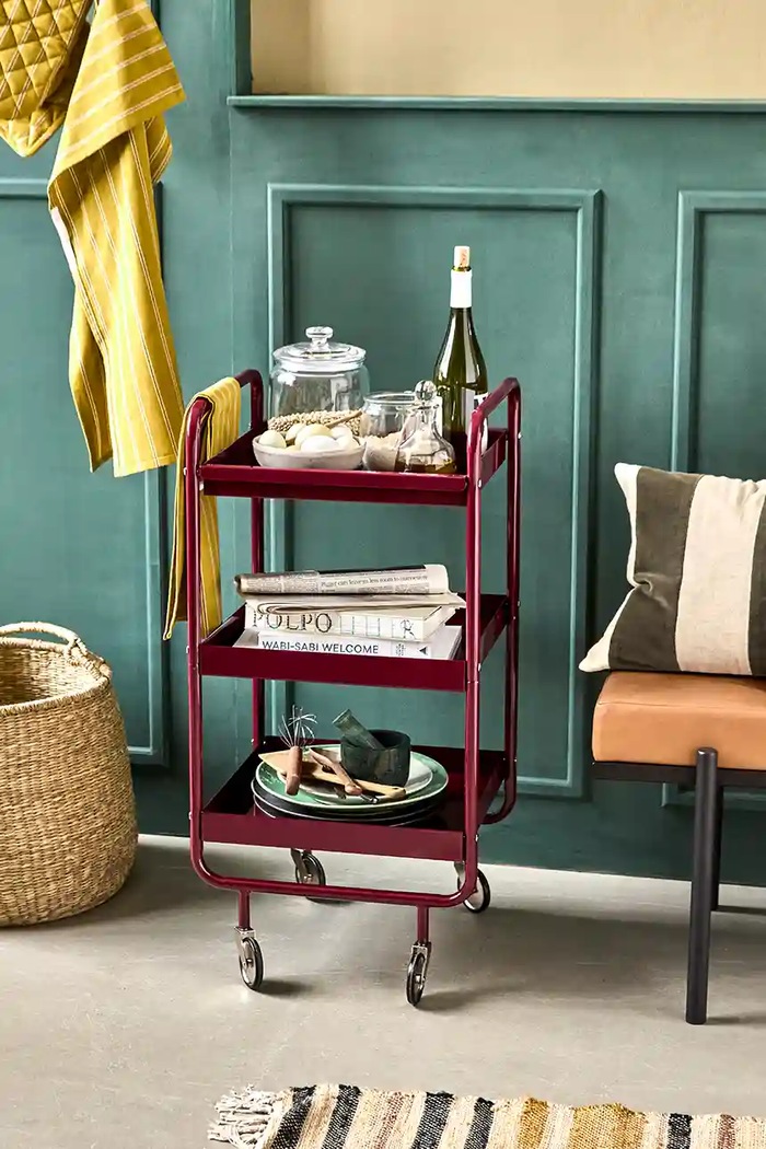 House Doctor mobilă cu roți HDRoll 42 x 85 x 38 cm 208580321 burgundia AA00