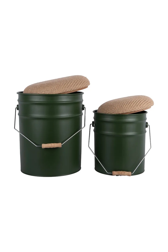 Stolička s úložným priestorom Leitmotiv Buckets 39 x 31 cm 2-pak LM2263DG zelená AA00