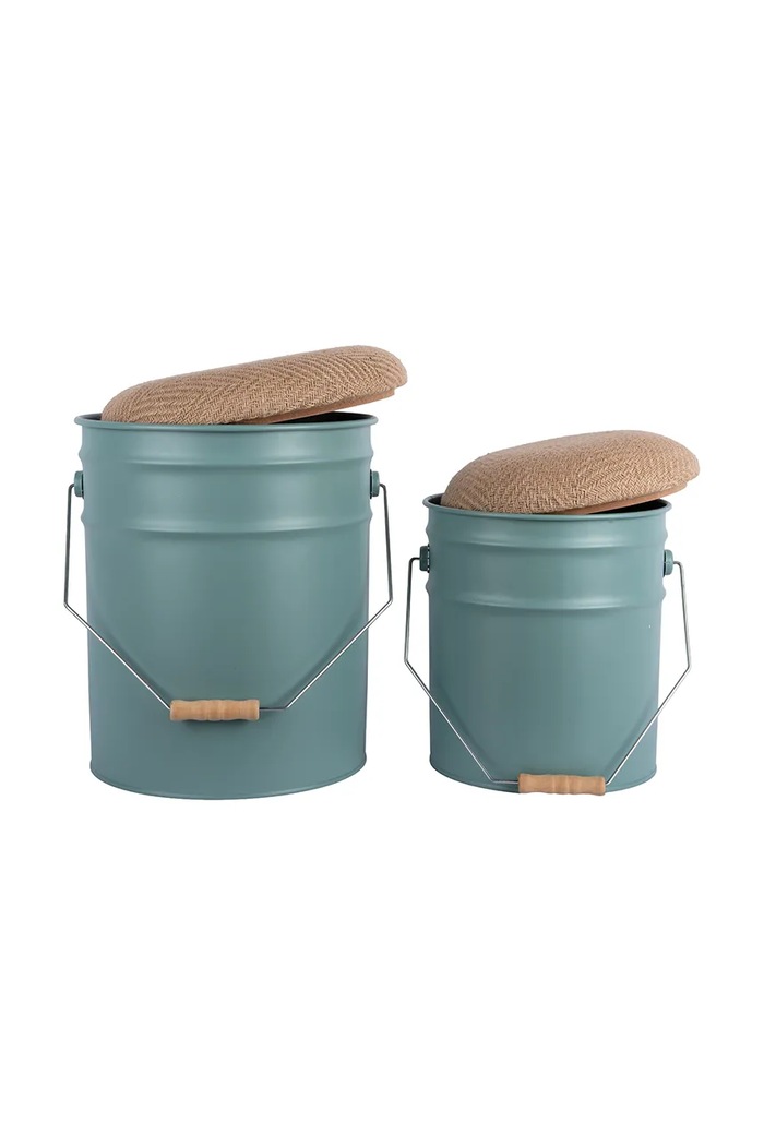 Stolček s prostorom za shranjevanje Leitmotiv Buckets 39 x 31 cm 2-pack LM2263GR turkizna AA00