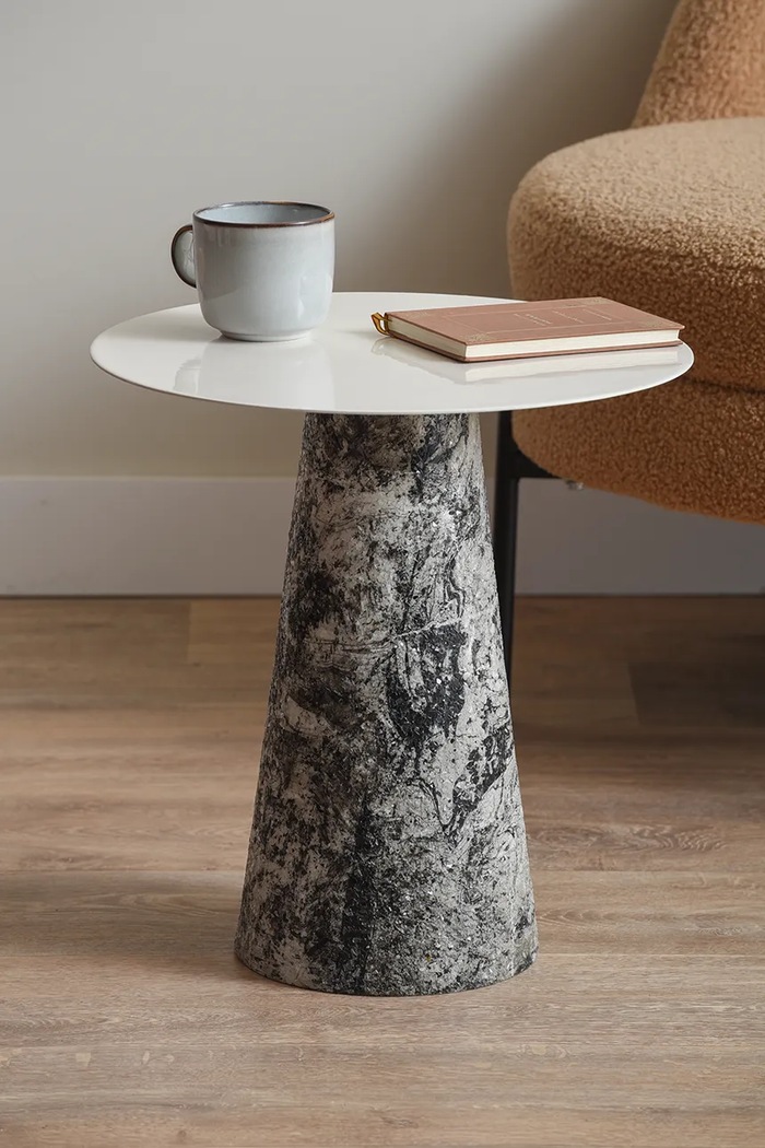 Obývacia izba a spálňa Stolík Leitmotiv Mosaic Marble 42 x 40 cm LM2323WH biela