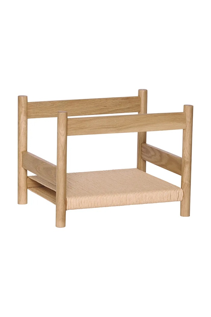 Hübsch Stojak na magazyny z drewna dębowego 33 x 43 x 33 cm brązowy 882153.