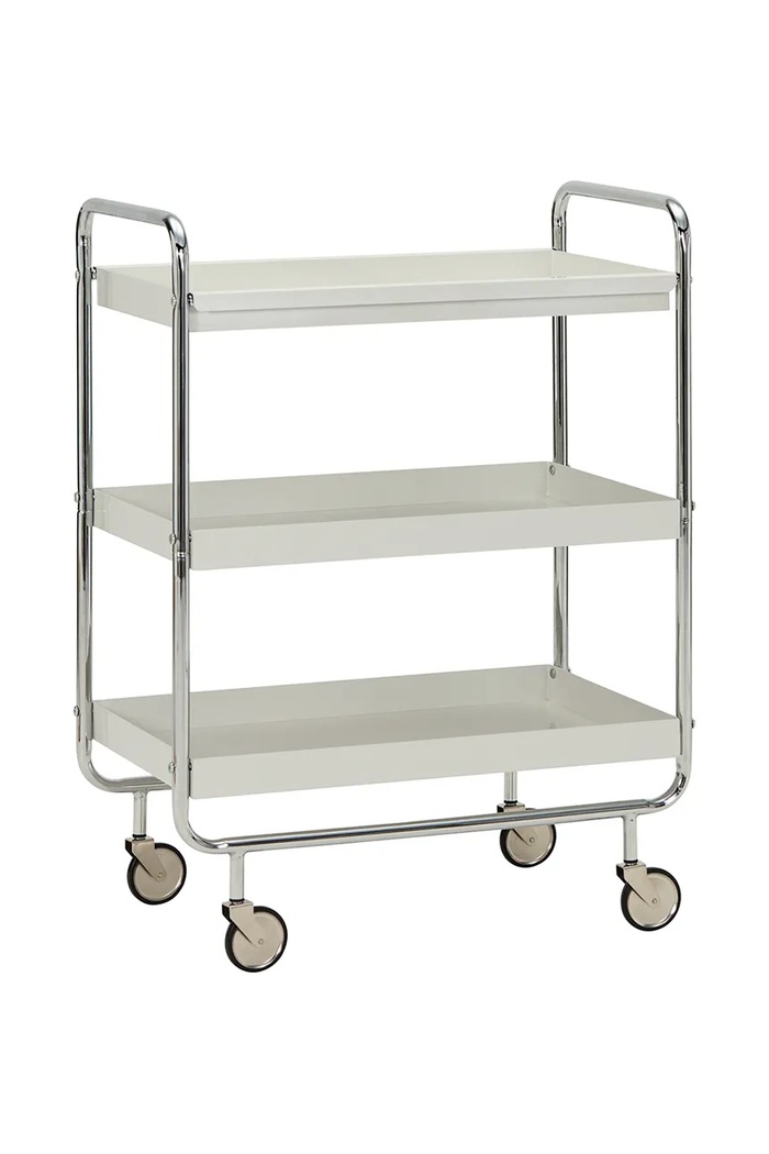 House Doctor Raft pe roți din fier 62 x 38 x 85 cm alb 900000968