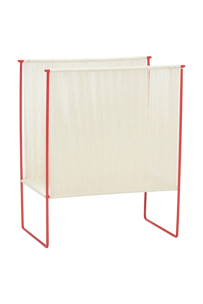 Hübsch stojak na magazyny z żelaza 41 x 25 x 50 cm czerwony 021320