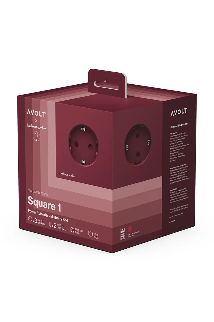 Avolt kostka ładująca magnetyczna Bauhaus-Archiv USB-C (30W) / 1.8m SQ1.EUFC20.18RR bordowy AA00