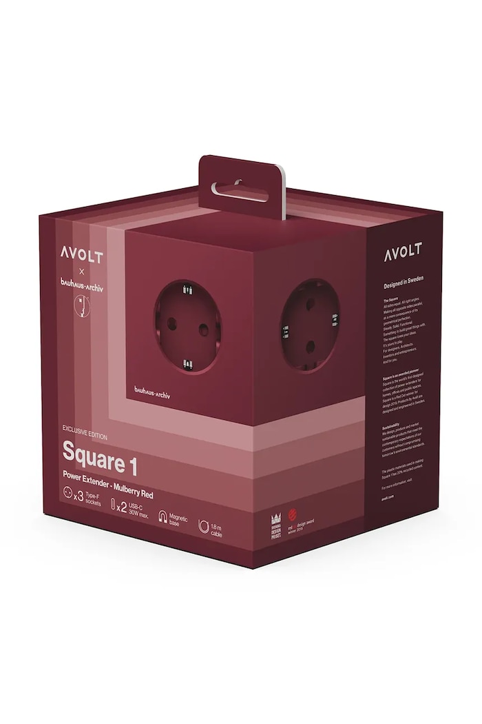 Avolt kostka ładująca magnetyczna Bauhaus-Archiv USB-C (30W) / 1.8m SQ1.EUFC20.18RR bordowy AA00