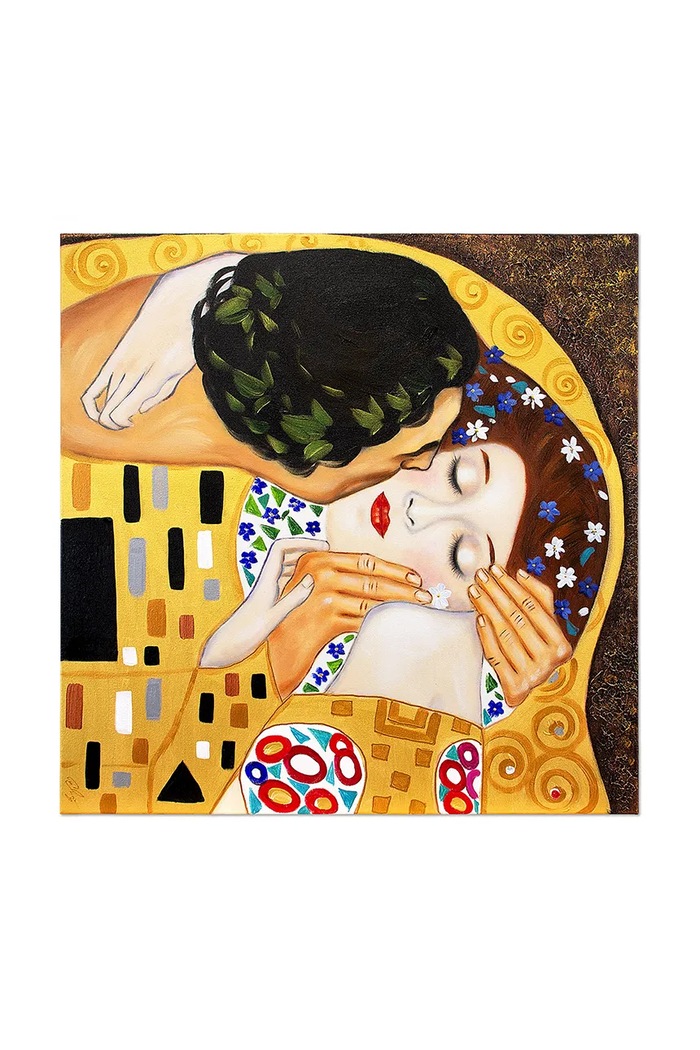 home & lifestyle reprodukcja namalowana olejem Pocałunek, Gustav Klimt multicolor 181615