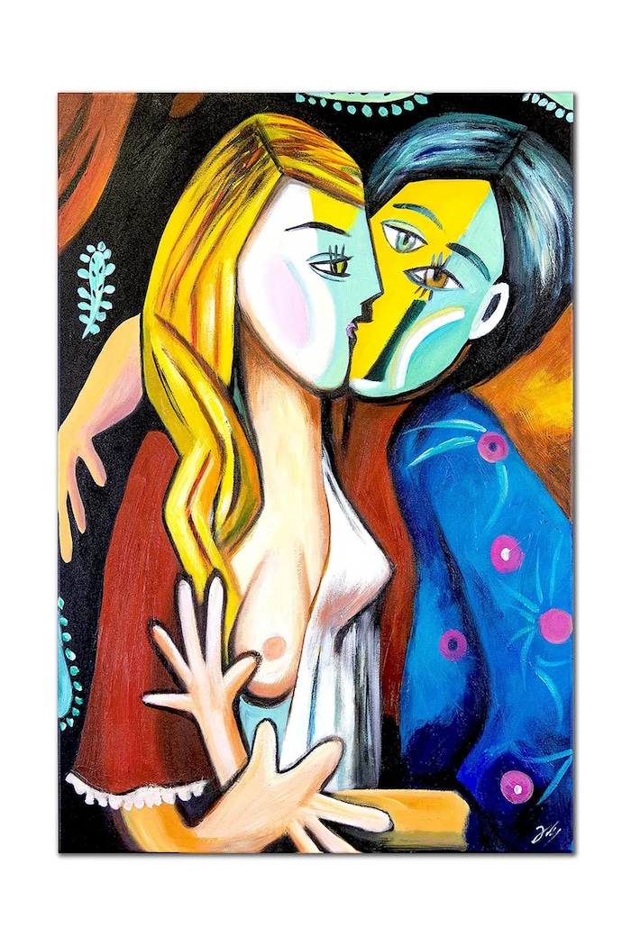 Reprodukce malovaná olejem home & lifestyle Polibek, Pablo Picasso vícebarevná 181630