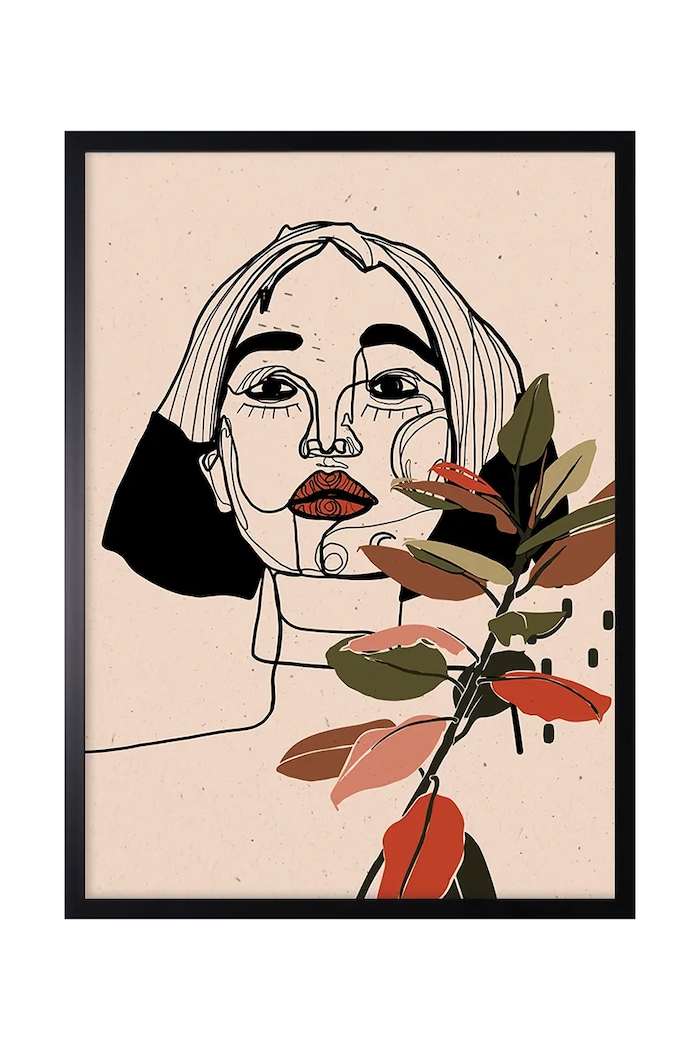 Διακοσμητικό τοίχου σε κορνίζα home & lifestyle LINEAR WOMAN 50 x 70 cm πολύχρωμο 1541201.5402