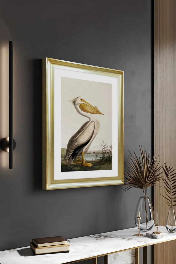 Salon i sypialnia home & lifestyle dekoracja ścienna w ramie PELICAN OVER THE WATER 50 x 70 cm 1541601.23103 multicolor