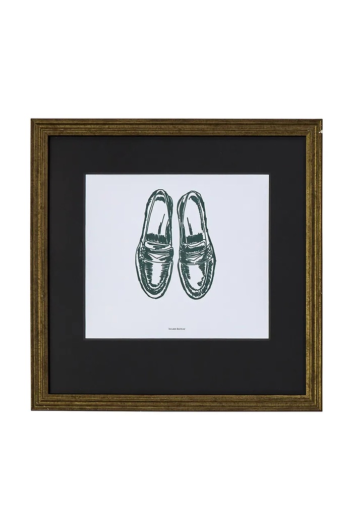 Nástěnná dekorace v rámu House Doctor HDShoe 40 x 40 cm zelená 208582059