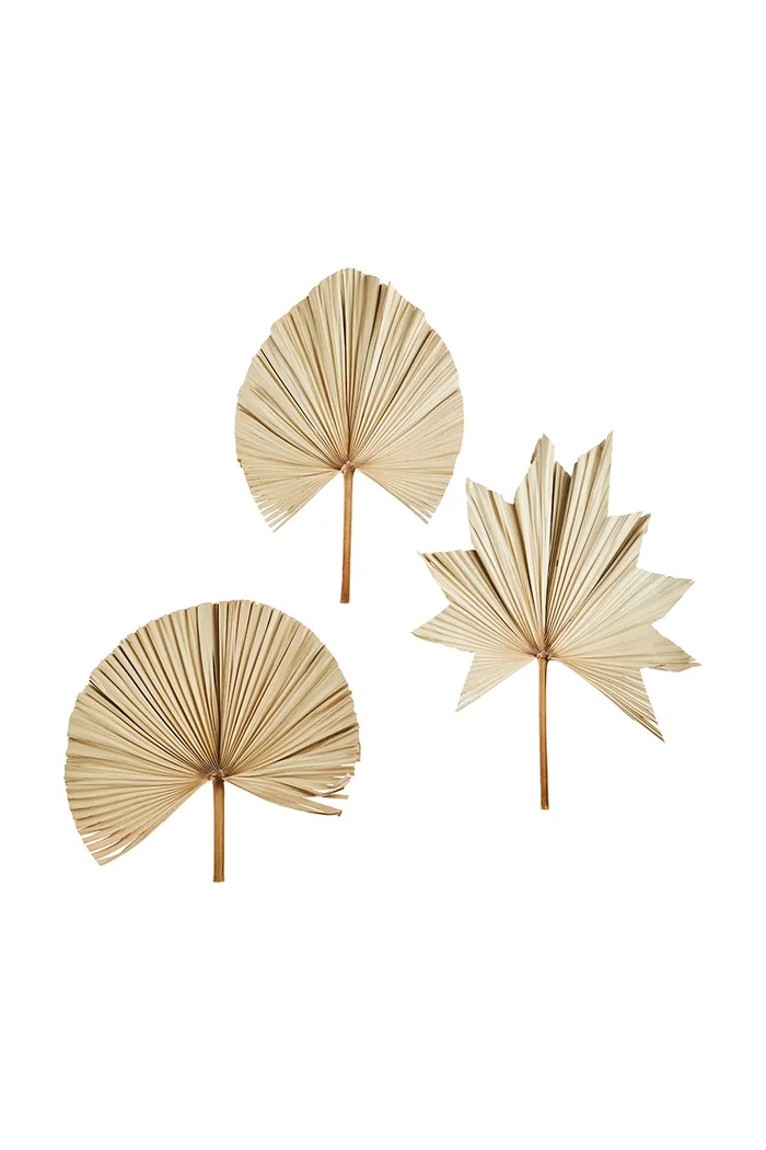 Декорация на стена Madam Stoltz Palm Leaves 60-70 cm (3 броя) бежов DC21003.4.6