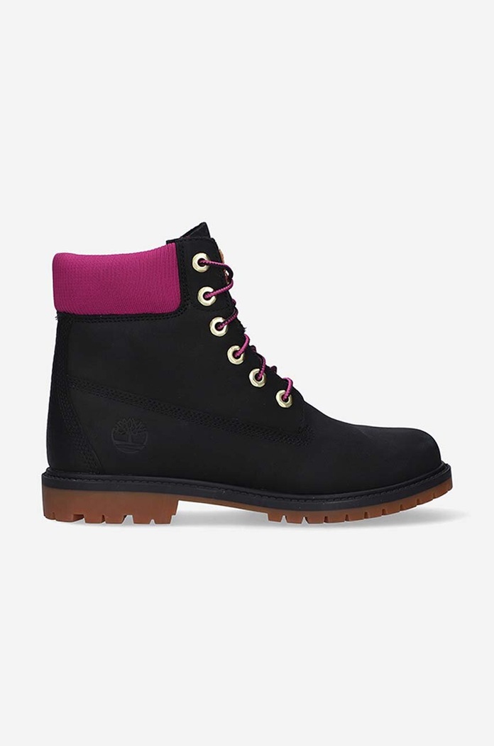Timberland workery zamszowe Heritege 6 in Waterproof płaski czarny A44KX