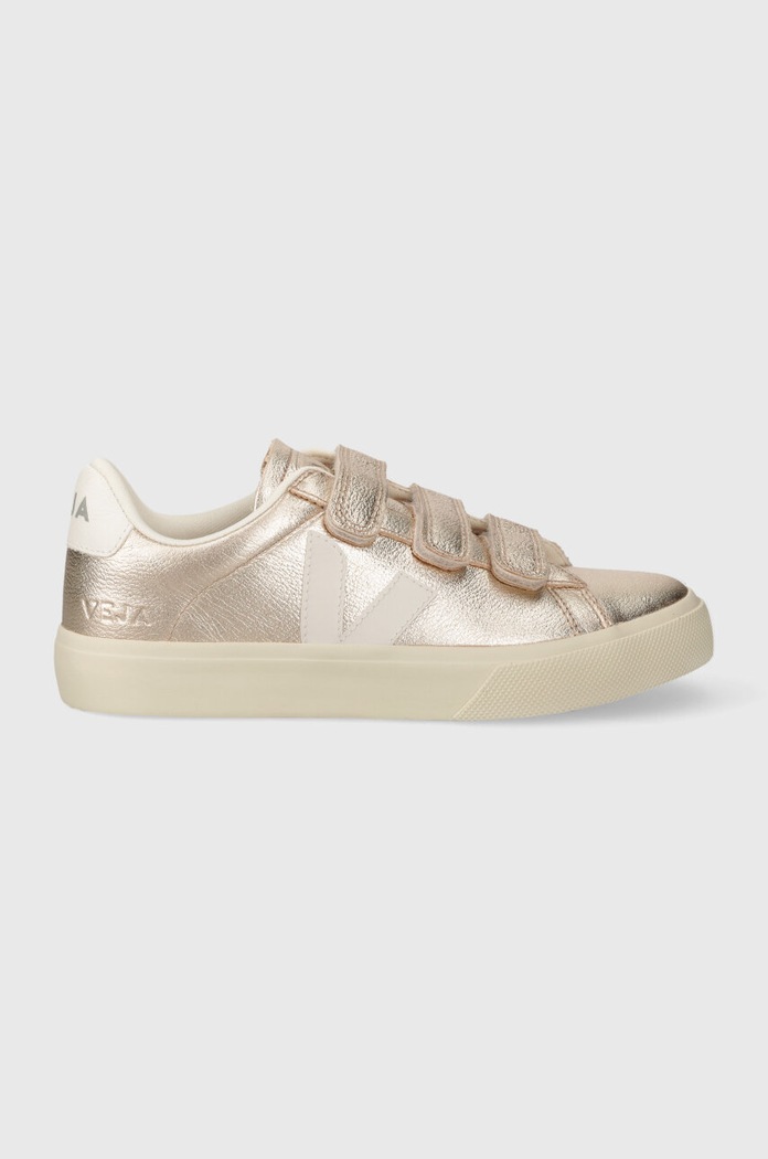Kožené tenisky Veja Recife Logo RC0502418 zlatá SS26