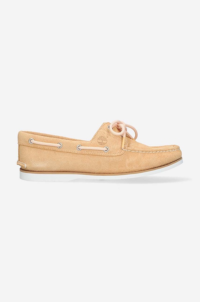 Timberland mokasyny zamszowe Classic Boat 2 Eye Planet friendly beżowy A2A79