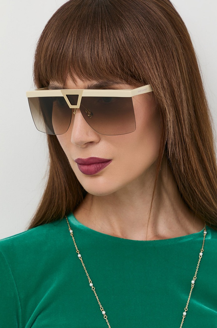 Saint Laurent okulary przeciwsłoneczne PALACE jednolita beżowy SL.537.PALACE