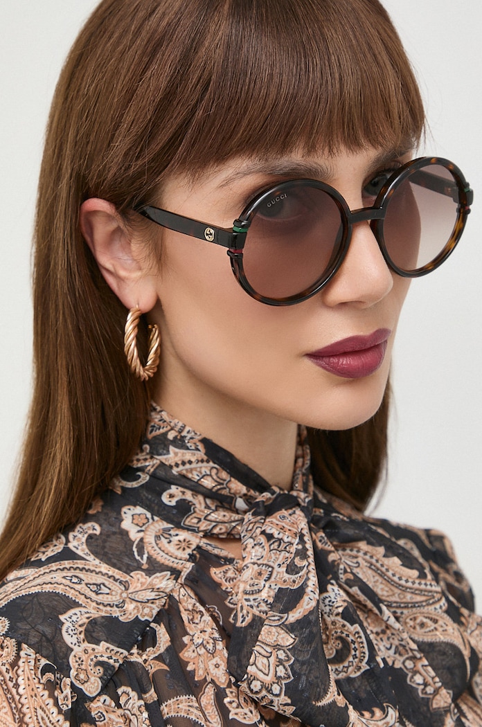Gucci ochelari de soare rotund maro GG1067S