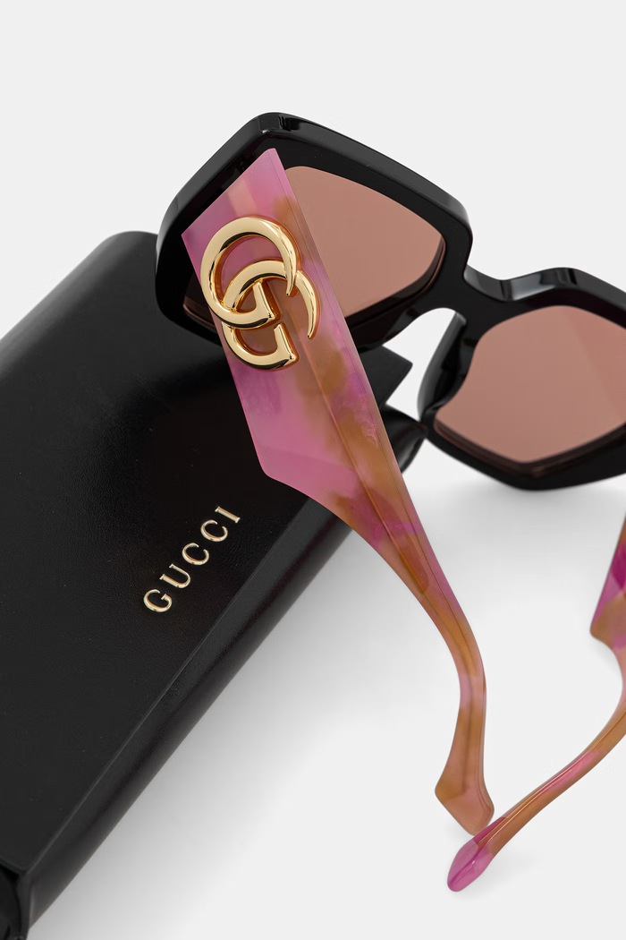 Gucci okulary przeciwsłoneczne kwadratowe damskie czarny GG0956S