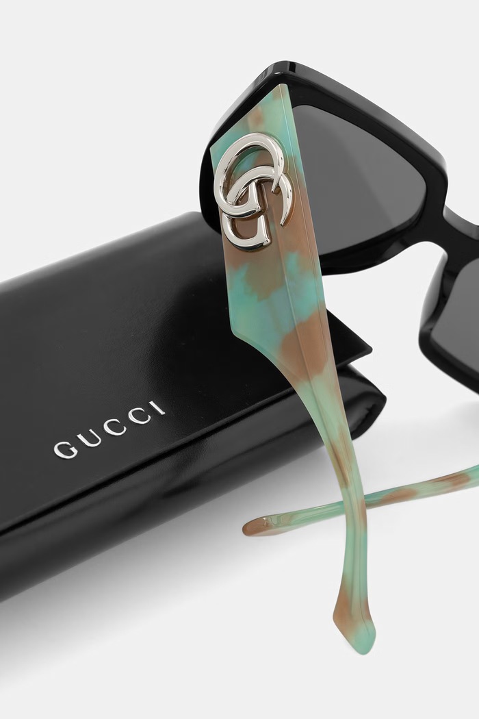 Gucci okulary przeciwsłoneczne kwadratowe damskie czarny GG0956S